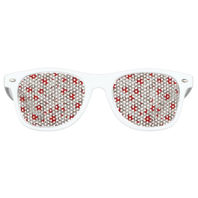 Gafas De Fiesta Retro Crema Con Patrón Al Azar Motif De Cerezas (Anverso)