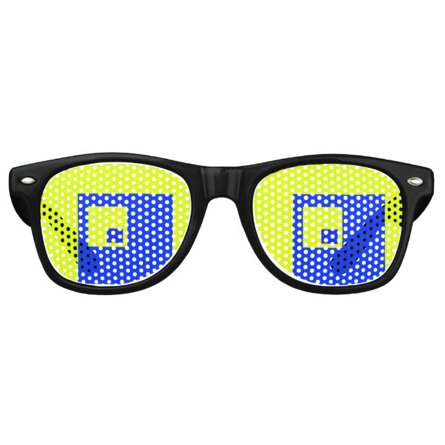 Gafas De Fiesta Retro Cuadrados amarillo y azul (Anverso)