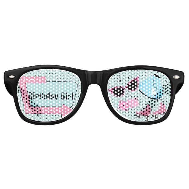 Gafas De Fiesta Retro Cualquier edad, cumpleaños retro de los años 50 (Anverso)