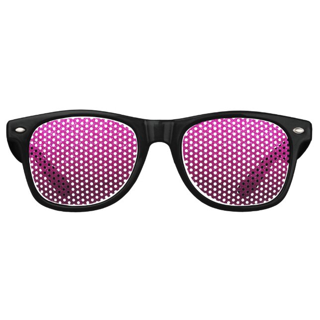 Gafas De Fiesta Retro Cumpleaños Rosa Brillante Falso Brillo Magenta Neó (Anverso)