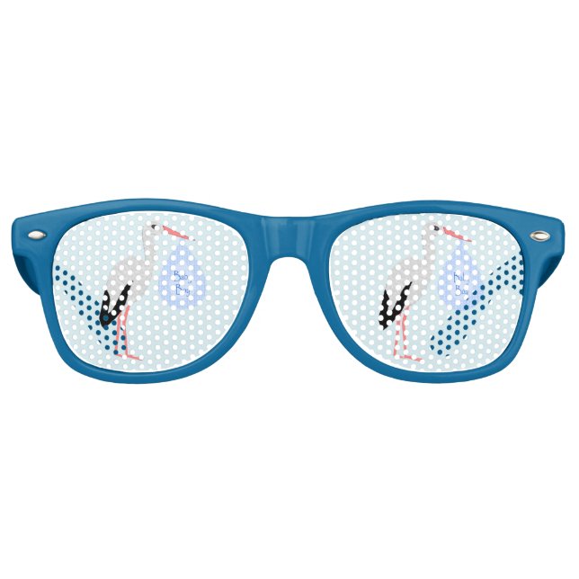 Gafas De Fiesta Retro Cute Blue Baby Boy Stork (Anverso)