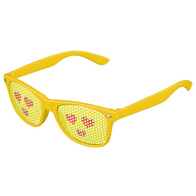 Gafas De Fiesta Retro Cute Heart Eyes Love Emoji Yellow (Ángulo)