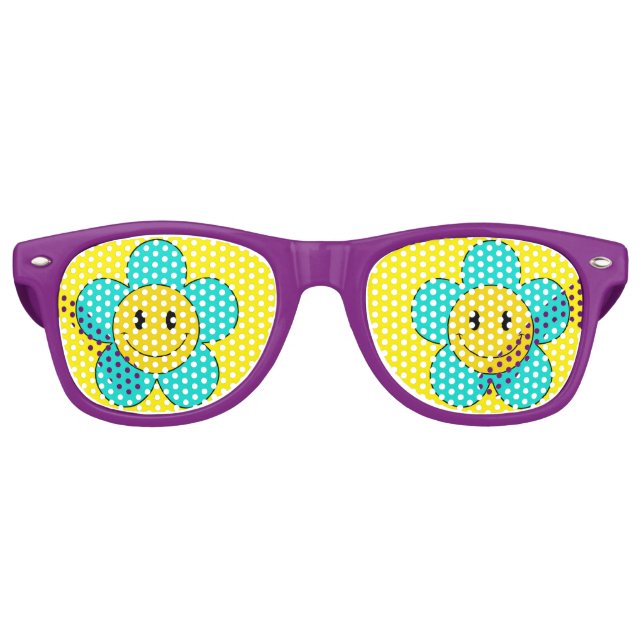 Gafas De Fiesta Retro Cute Kawaii Smiling Emoji Flowers Decora Kei (Anverso)