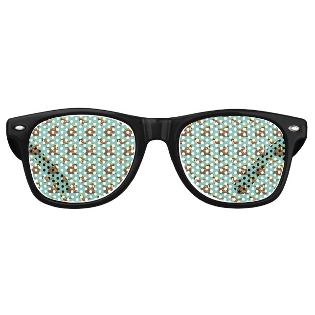 Gafas De Fiesta Retro Cute Sparrow Chocolate Egate Happy Easter Pattern (Anverso)