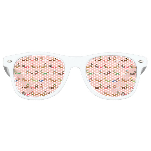 Gafas De Fiesta Retro Dachshunds en rosa (Anverso)