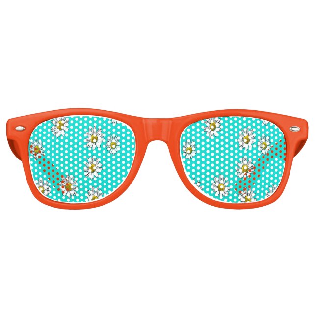 Gafas De Fiesta Retro Daisies dibujado (Anverso)