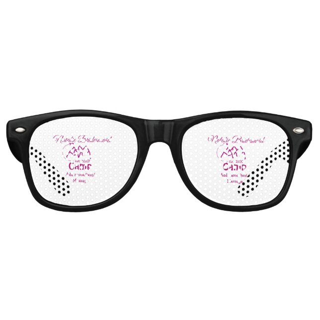 Gafas De Fiesta Retro Dama de honor de campamento rosa agregar nombre fe (Anverso)