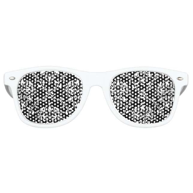 Gafas De Fiesta Retro Damasco blanco y negro (Anverso)