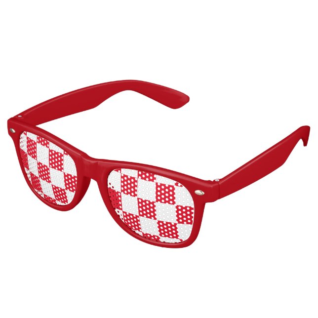 Gafas De Fiesta Retro Damasco croata rojo y blanco (Ángulo)