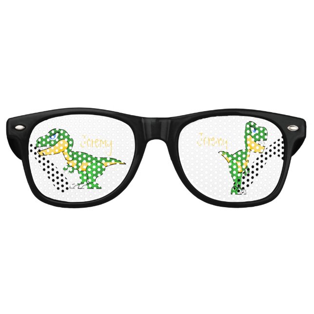 Gafas De Fiesta Retro Dinosaurios Nombre Niños Fiesta divertido (Anverso)