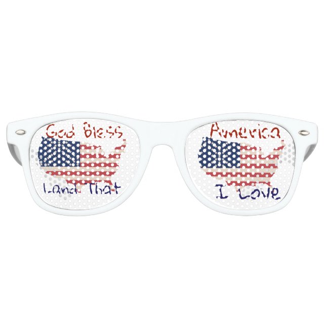 Gafas De Fiesta Retro Dios bendiga a Estados Unidos la tierra que amo (Anverso)