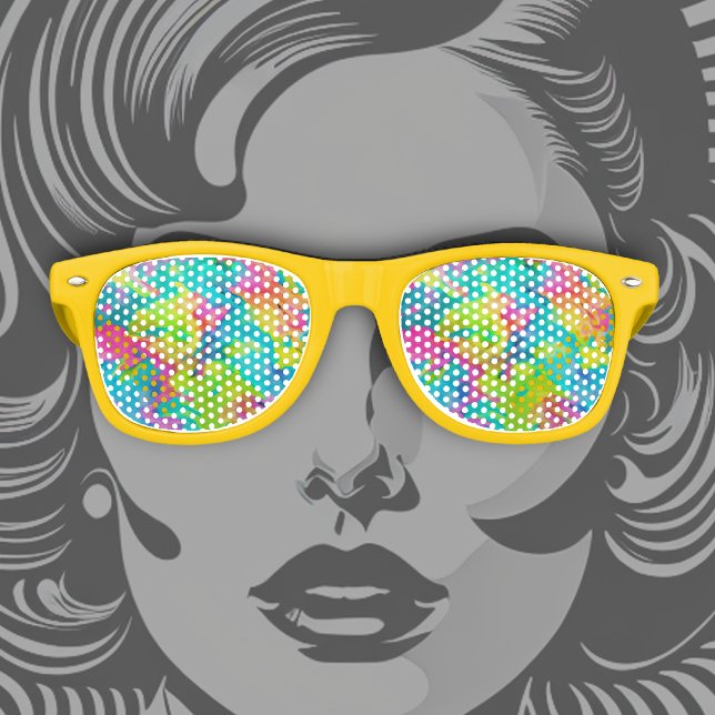 Gafas De Fiesta Retro Diseño de Patrón de Teñido de Nudos Abstracto Colo (Subido por el creador)