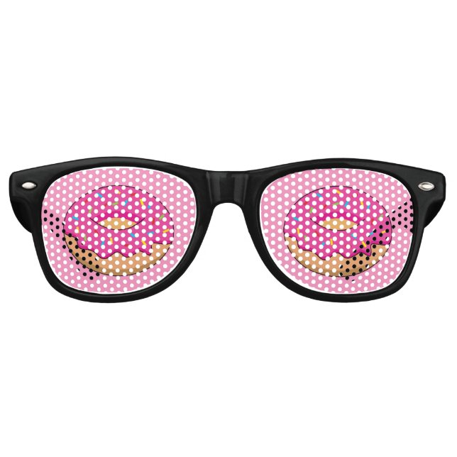 Gafas De Fiesta Retro Donut de fresa con Personalizado Sprinkles (Anverso)