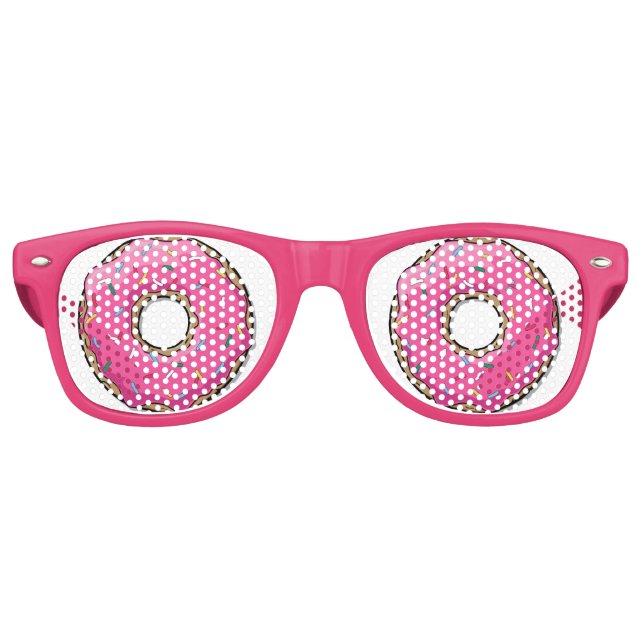 Gafas De Fiesta Retro Donut rosado personalizado con rociadores (Anverso)