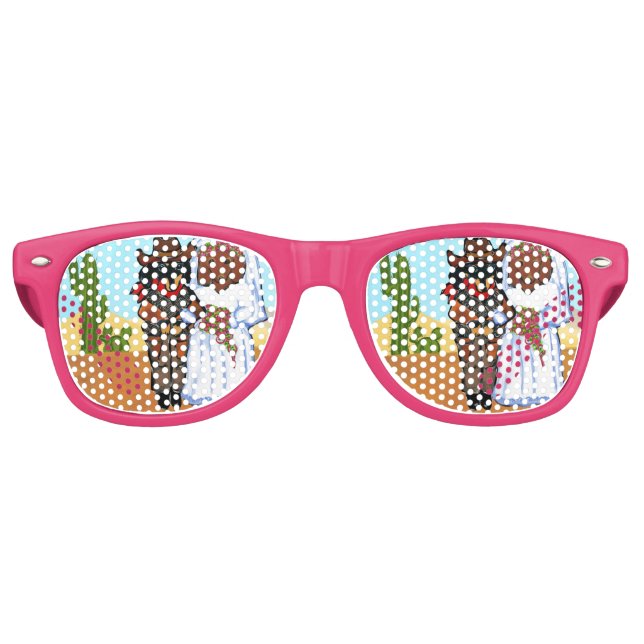 Gafas De Fiesta Retro Doxie Cowboy Boda (Anverso)