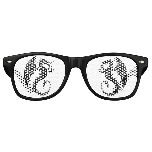 Gafas De Fiesta Retro Dragon Black Shape Tattoo Style (Anverso)