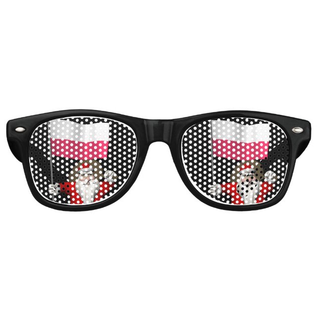 Gafas De Fiesta Retro Dulce Santa Claus Con Bandera De Polonia (Anverso)