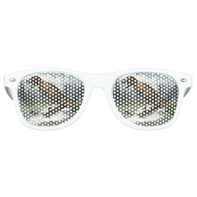 Gafas De Fiesta Retro El dinosaurio tirannosauro rex atacado por deinosu (Anverso)