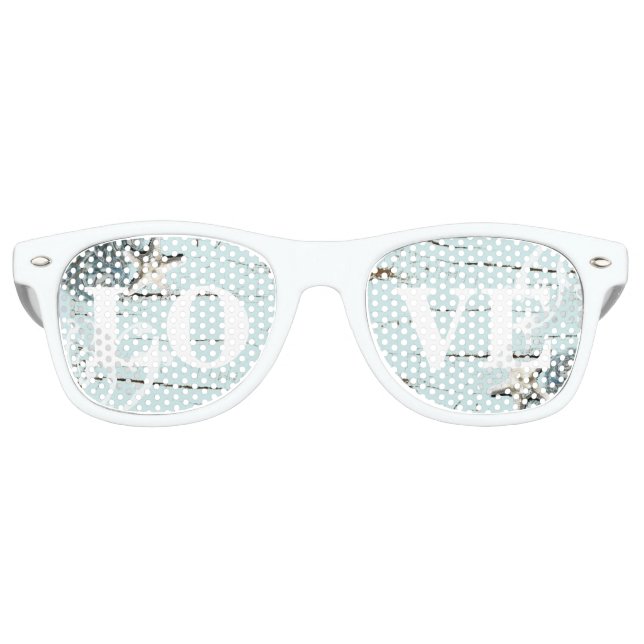 Gafas De Fiesta Retro Elegante madera BLue Seashells Beach Wedding (Anverso)