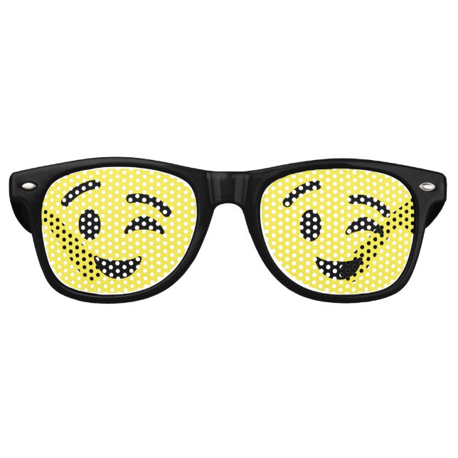Gafas De Fiesta Retro Emoji Cara de Wink (Anverso)