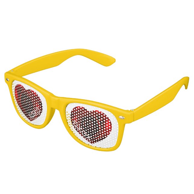 Gafas De Fiesta Retro Emoji de ojos cardíacos XOXO (Ángulo)
