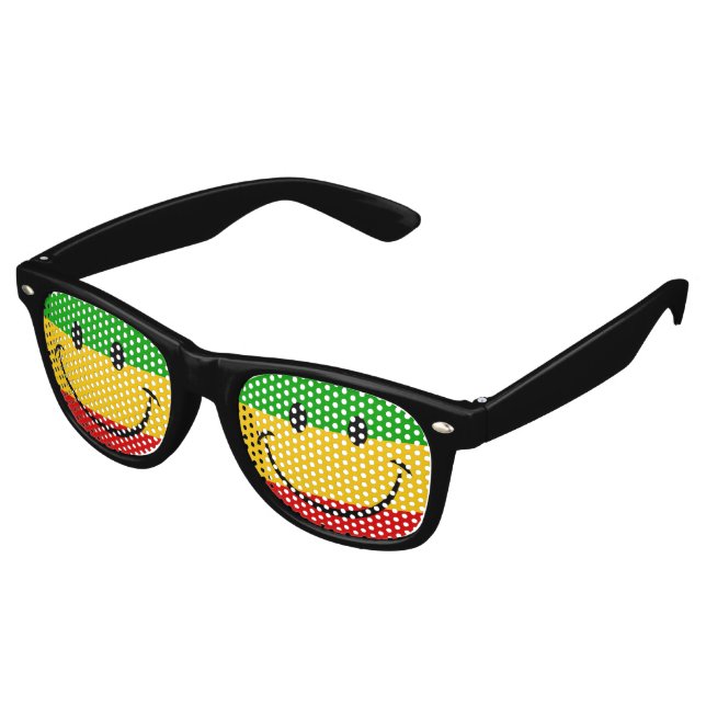 Gafas De Fiesta Retro Emoji sonriente bandera Rasta Reggae (Ángulo)