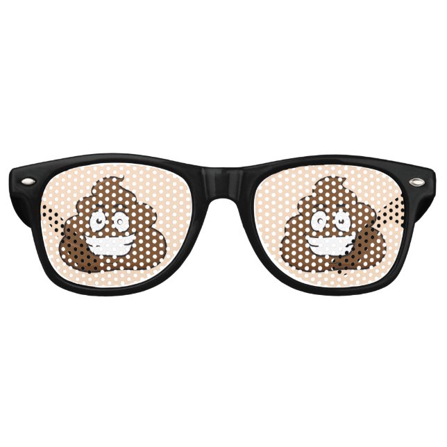 Gafas De Fiesta Retro Emoticon de poop sonriente divertida (Anverso)
