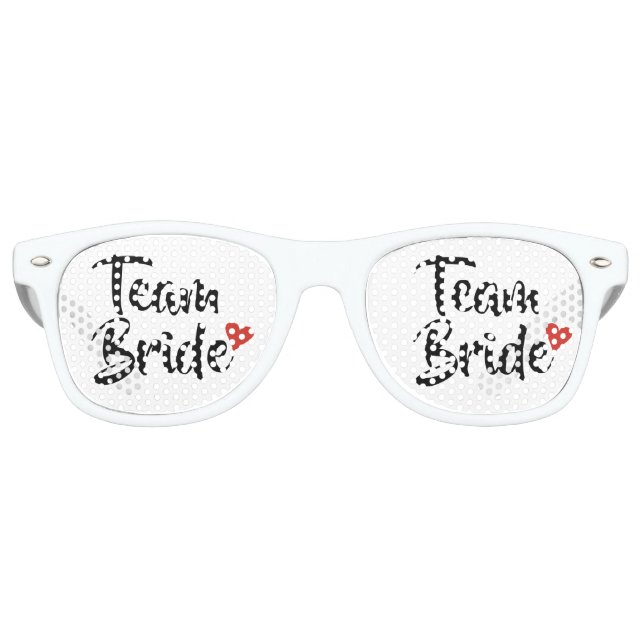 Gafas De Fiesta Retro Equipo Novia Corazón Rojo (Anverso)