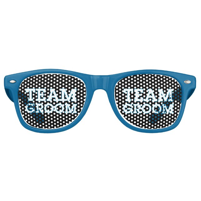 Gafas De Fiesta Retro Esbozo azul de Team Groom Negro (Anverso)