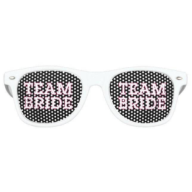 Gafas De Fiesta Retro Esbozo rosado de la novia del equipo negro (Anverso)
