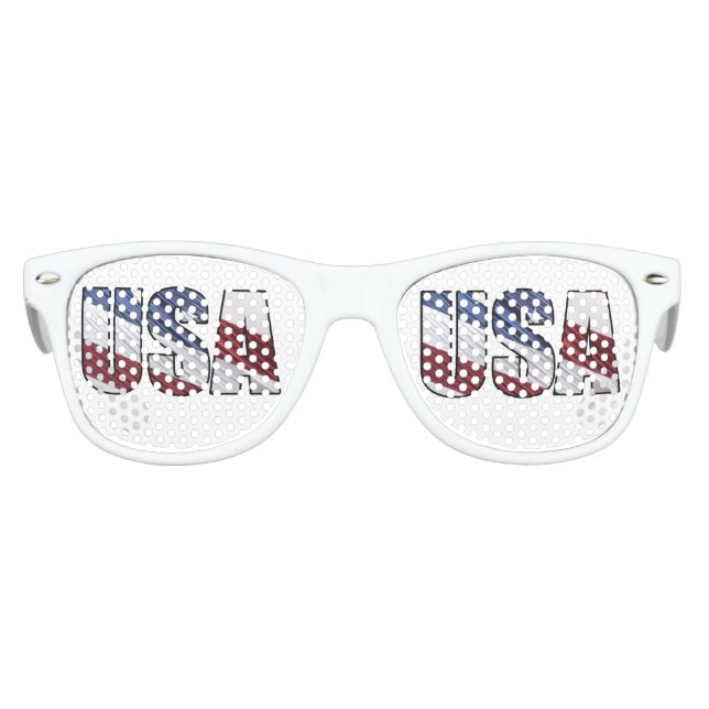 Gafas De Fiesta Retro Estados Unidos: Bandera Patriótica Americana Roja  (Anverso)