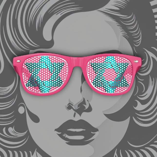 Gafas De Fiesta Retro Estrella turquesa de David Bat Mitzvah (Subido por el creador)