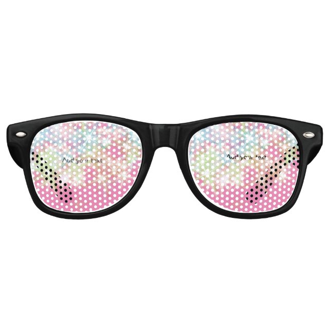 Gafas De Fiesta Retro Estrellas brillantes rosas simples añaden tu texto (Anverso)
