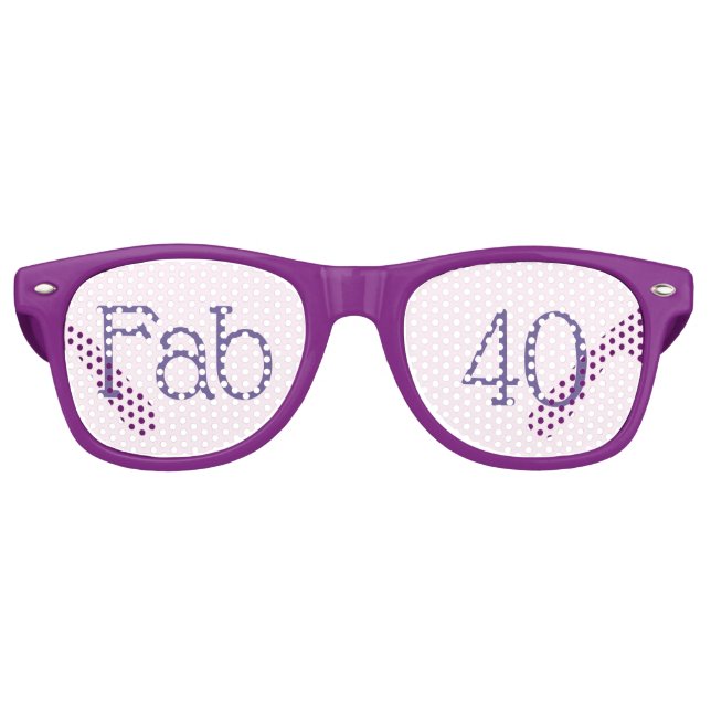 Gafas De Fiesta Retro Fab 40 cumpleaños Purple Retro Sunglass (Anverso)