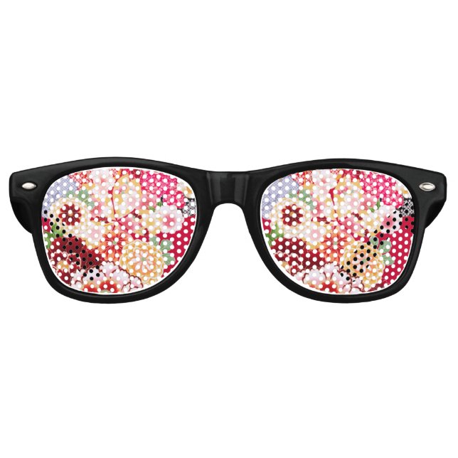 Gafas De Fiesta Retro Falln Red Floral Burst (Anverso)