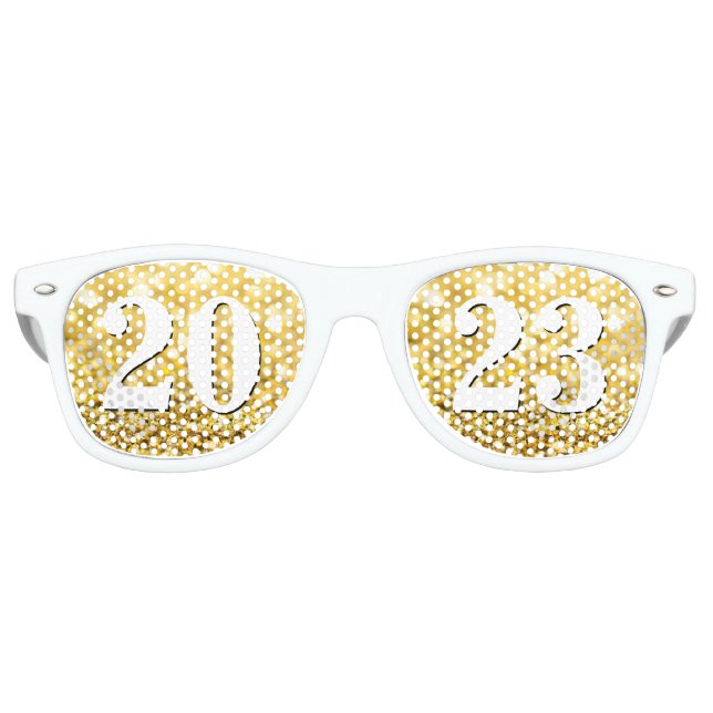 Gafas De Fiesta Retro Feliz Año Nuevo 2023 Purpurina de oro Moda Fiesta  (Anverso)