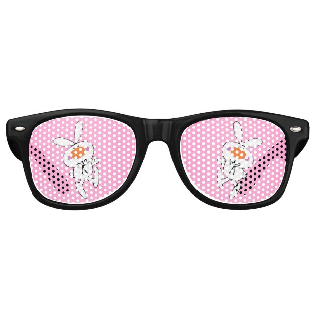 Gafas De Fiesta Retro Feliz baile lindo Personalizado conejo blanco (Anverso)