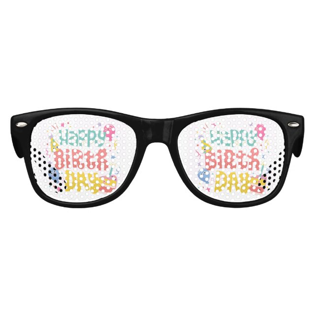 Gafas De Fiesta Retro Feliz cumpleaños (Anverso)