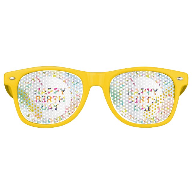 Gafas De Fiesta Retro Feliz cumpleaños (Anverso)
