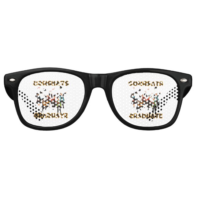 Gafas De Fiesta Retro Fiesta de Graduado Felicidades (Anverso)