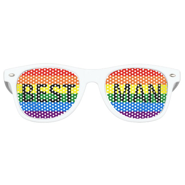 Gafas De Fiesta Retro Fiesta de matrimonio gay con rayas arcoiris Shades (Anverso)