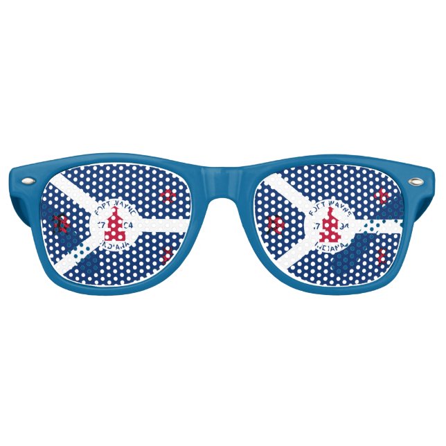 Gafas De Fiesta Retro Flag Fort Wayne, Indiana Retro Sunglasses (Anverso)