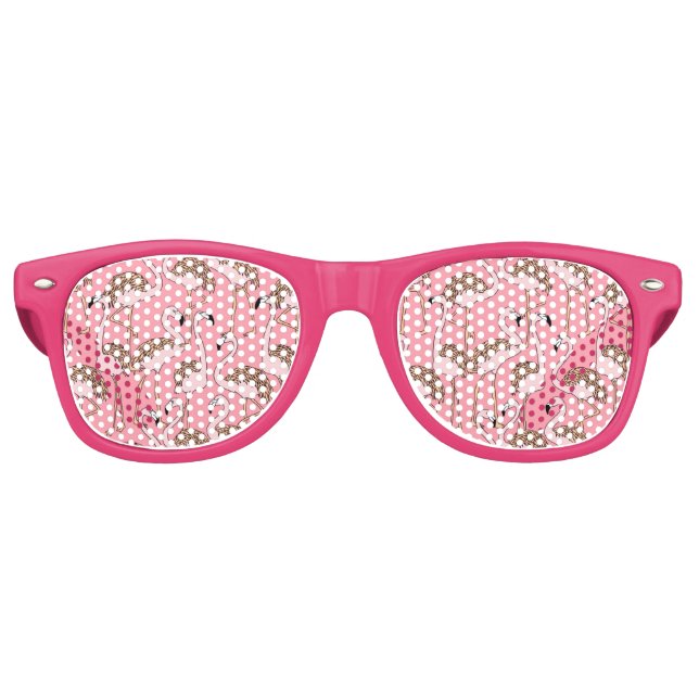 Gafas De Fiesta Retro Flamingo rosa de los pájaros de playa tropical (Anverso)