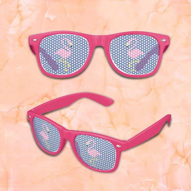 Gafas De Fiesta Retro Flamingo rosa en fondo azul (Subido por el creador)