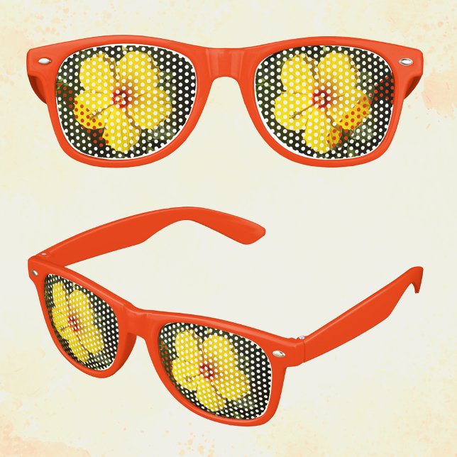 Gafas De Fiesta Retro Flor amarilla Hibiscus Fiesta adulto (Yellow Flower Hibiscus Adult Party Shades)