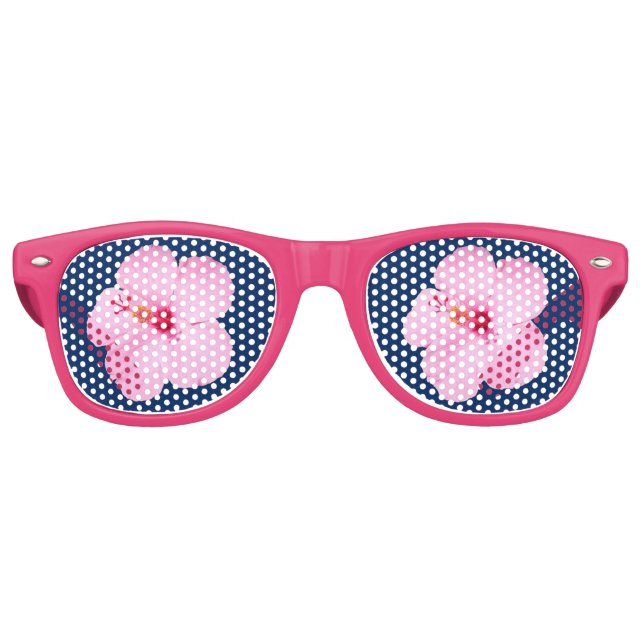 Gafas De Fiesta Retro Flor tropical Hibiscus rosa (Anverso)