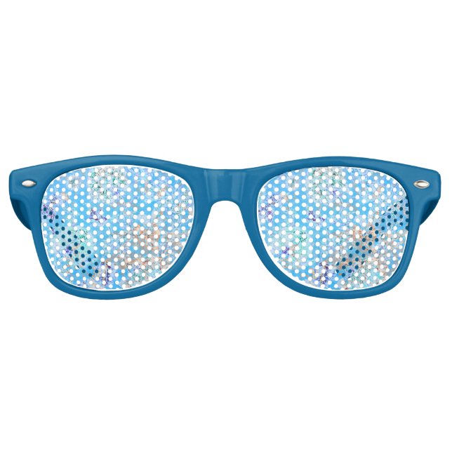 Gafas De Fiesta Retro Floral azul pastel (Anverso)