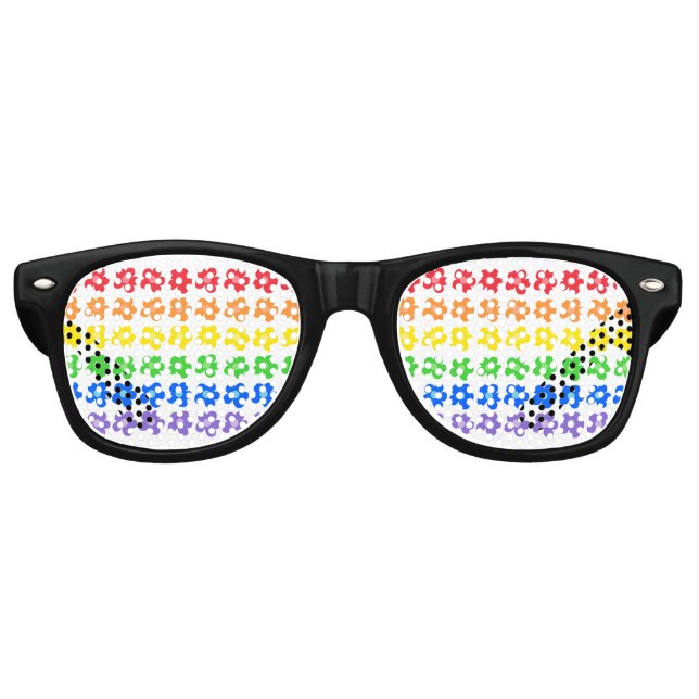 Gafas De Fiesta Retro Flores Arcoíris (Anverso)