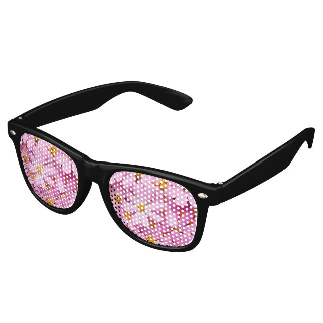 Gafas De Fiesta Retro Flores rosadas (Ángulo)