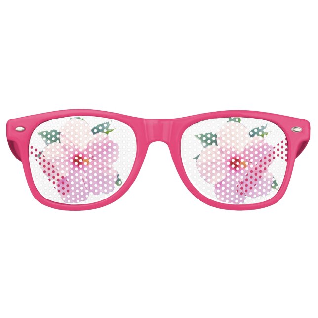 Gafas De Fiesta Retro Flores rosadas hibiscus (Anverso)